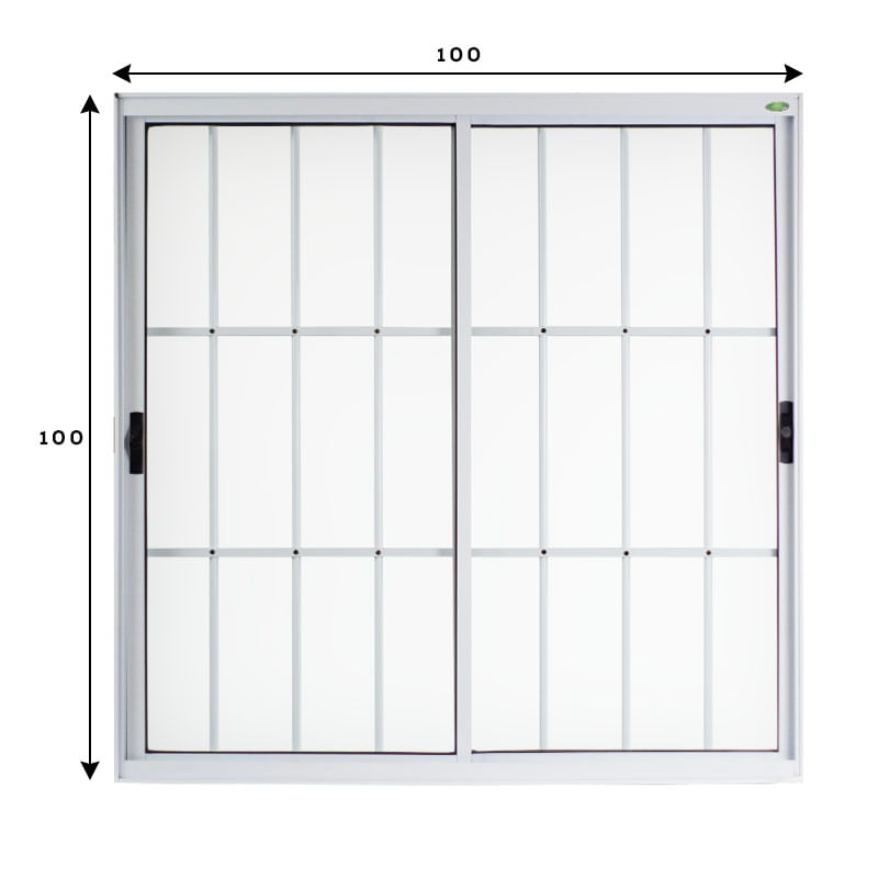 Janela-de-Correr-2-Folhas-com-Grade-Aluminio-Branco-100x100cm