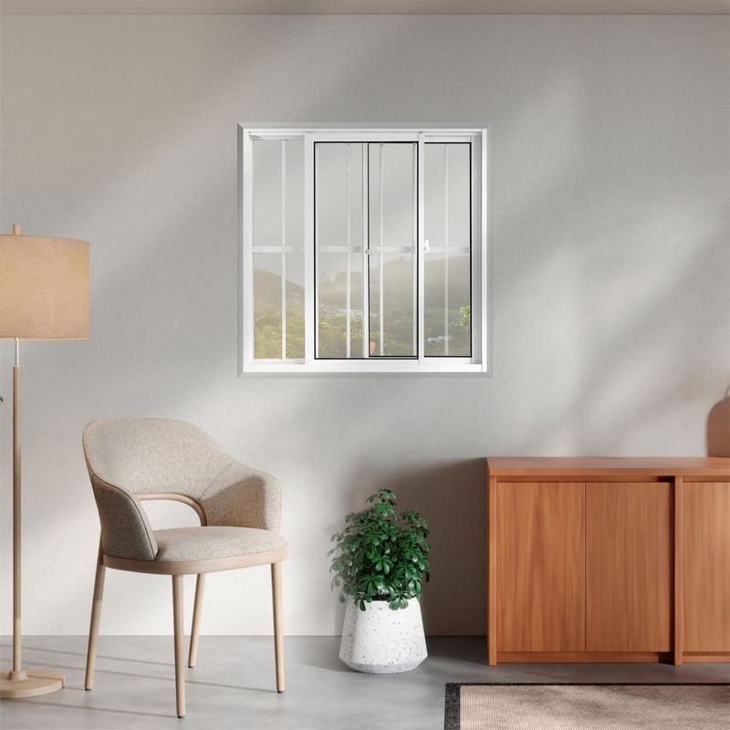 Janela-de-Correr-2-Folhas-com-Grade-Aluminio-Branco-80x80cm