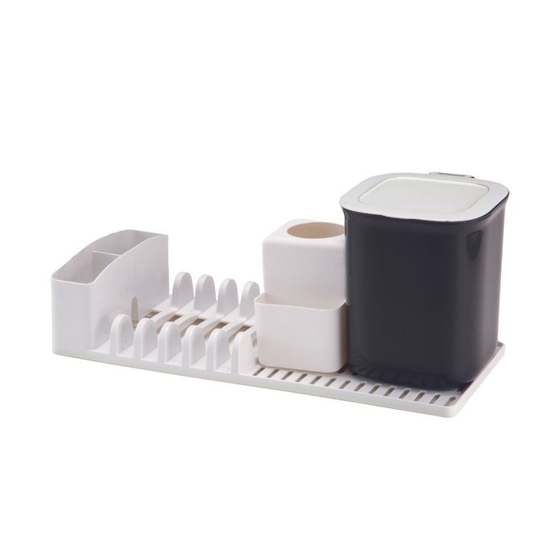 Kit-Escorredor-para-Cozinha-com-Porta-Detergente-e-Lixeira-25L-Branco