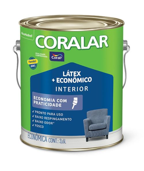 Tinta Econômica Látex Fosco + Econômico Branco 3,6L Coralar