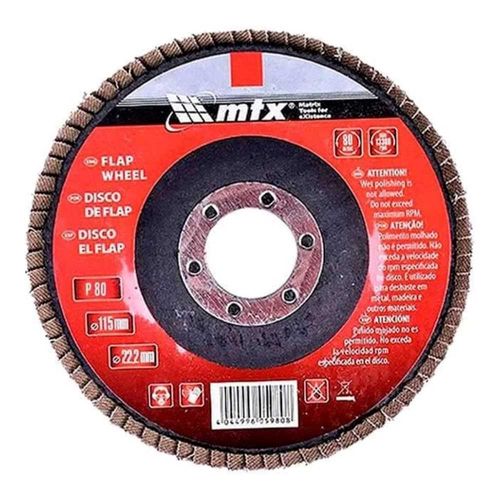 Disco Flap 4.1/2" 115x22mm Grão 80 MTX