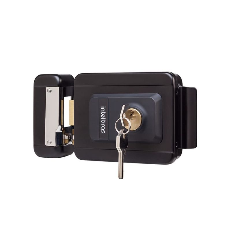 Fechadura-Externa-Eletrica-de-Cilindro-Fixo-FX2000-12V-Preta