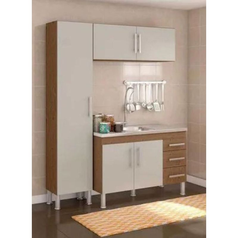 Armario-Aereo-para-Cozinha-Flex-114x40x32cm-MDF-Amendoa-Off-White
