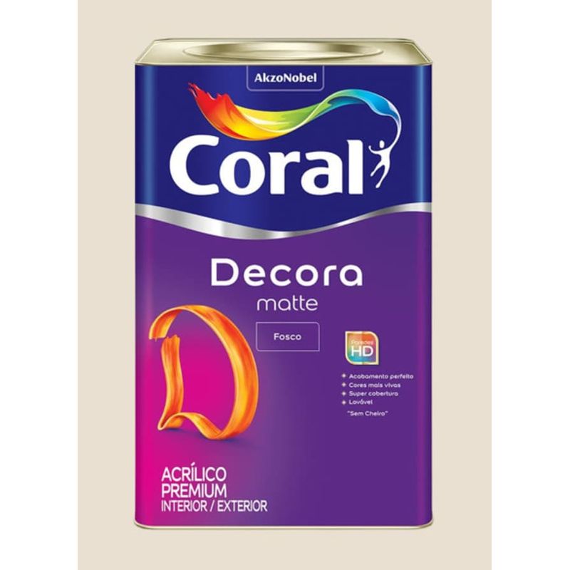 Tinta-Premium-Acrilica-Fosco-Decora-Algodao-Egipcio-18L-Coral