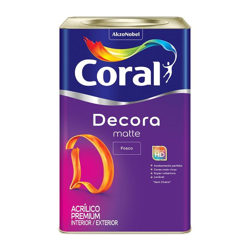 Tinta-Premium-Acrilica-Fosco-Decora-Algodao-Egipcio-18L-Coral