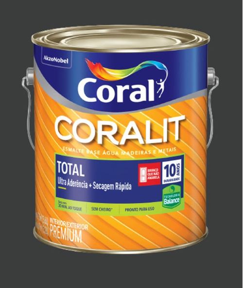 Esmalte Premium Base Água Fosco Coralit Preto 3,6L Coral