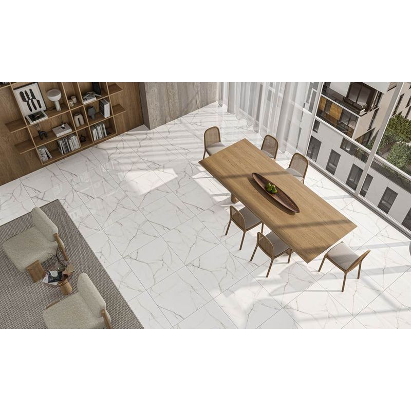 Piso Thassos Gris Acetinado Retificado Branco 75x75cm 2,84m2