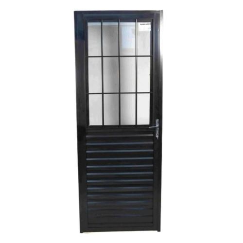 Porta Postigo Vidro Liso Alumínio Preto Esquerdo 210x80cm