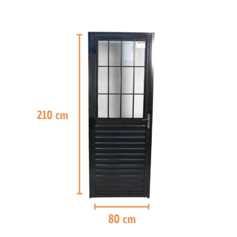 Porta-Postigo-Vidro-Liso-Aluminio-Preto-Esquerdo-210x80cm