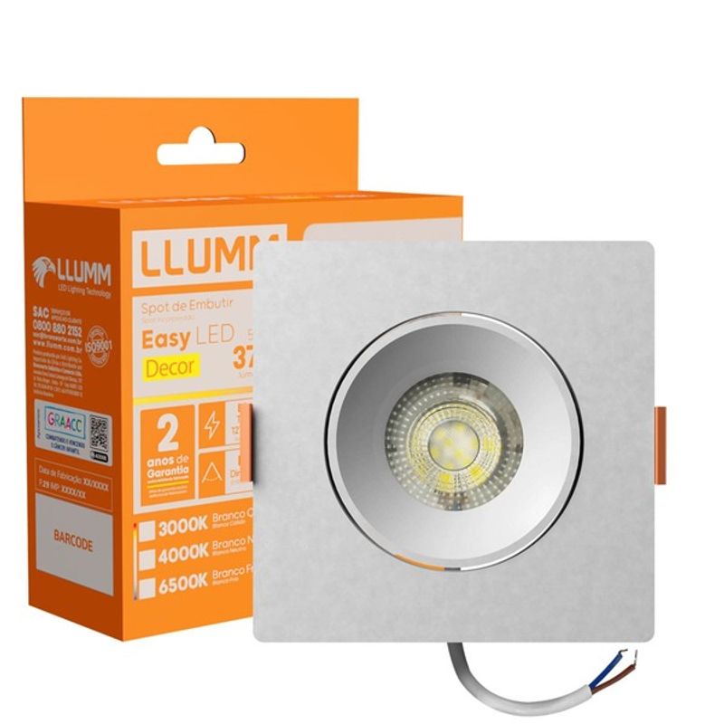 Spot-Led-Easy-Decor-Embutir-Quadrado-Branco-5W-400-Lumens-Luz-Branca