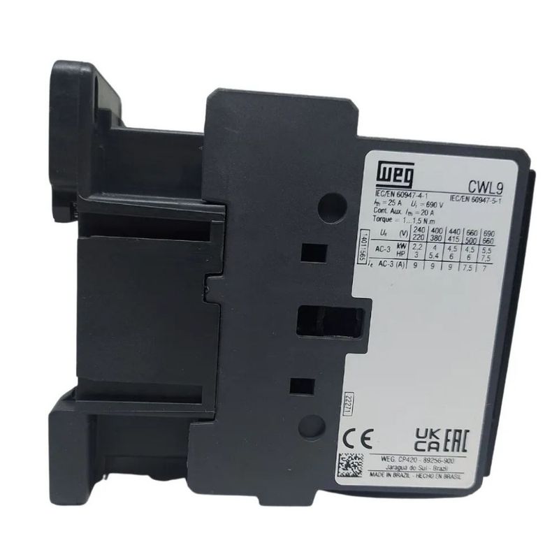 Contator-Tripolar-CWL-1NA-9A-Bobina-220V-Weg