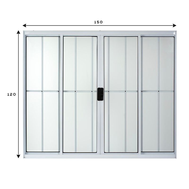 Janela-de-Correr-4-Folhas-com-Grade-Aluminio-Branco-120x150cm