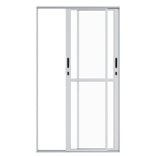 Porta de Correr 2 Folhas Vidro Liso Alumínio Branco Direito 210x150cm