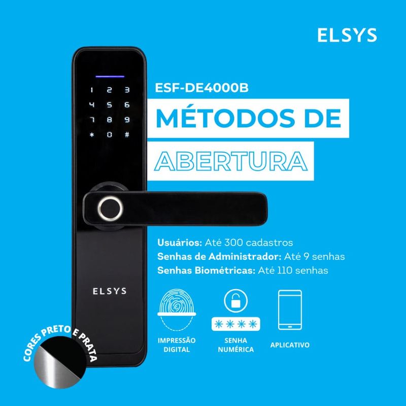 Fechadura-Digital-de-Embutir-com-Biometria-e-Wifi-DE4000B-Preto