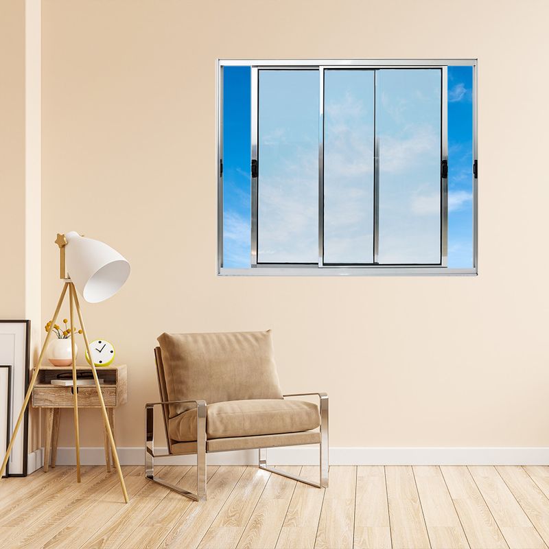 Janela-de-Correr-2-Folhas-sem-Grade-Aluminio-Brilhante-100x100cm