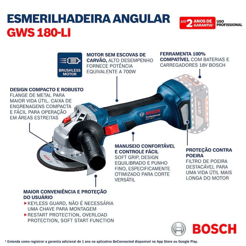 Esmerilhadeira-Angular-5---125mm--18V-sem-Bateria-GWS180-Li-Bosch