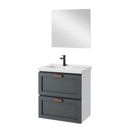 Kit Gabinete para Banheiro Nivus Grafite 66cm