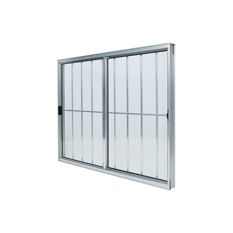 Janela-de-Correr-2-Folhas-com-Grade-Aluminio-Brilhante-100x150cm