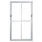 Porta-de-Correr-2-Folhas-Vidro-Liso-Aluminio-Branco-Direito-210x120cm