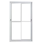 Porta-de-Correr-2-Folhas-Vidro-Liso-Aluminio-Branco-Direito-210x120cm