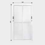 Porta-de-Correr-2-Folhas-Vidro-Liso-Aluminio-Branco-Direito-210x120cm