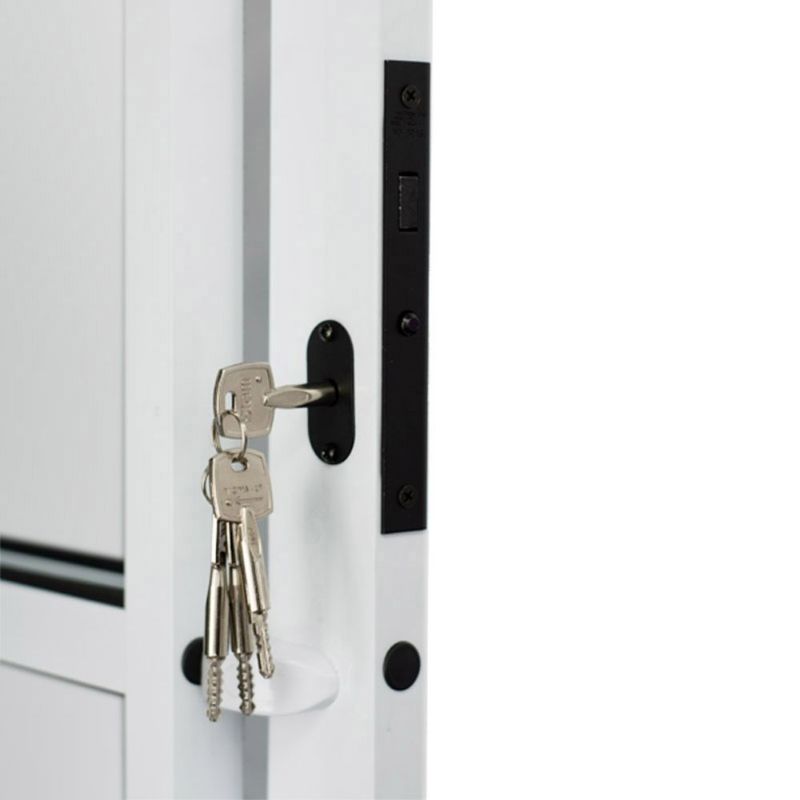 Porta-de-Correr-2-Folhas-Vidro-Liso-Aluminio-Branco-Direito-210x120cm