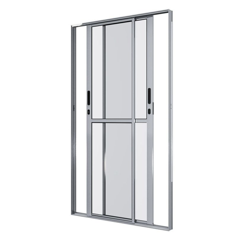 Porta-de-Correr-2-Folhas-Vidro-Liso-Aluminio-Brilhante-210x150cm
