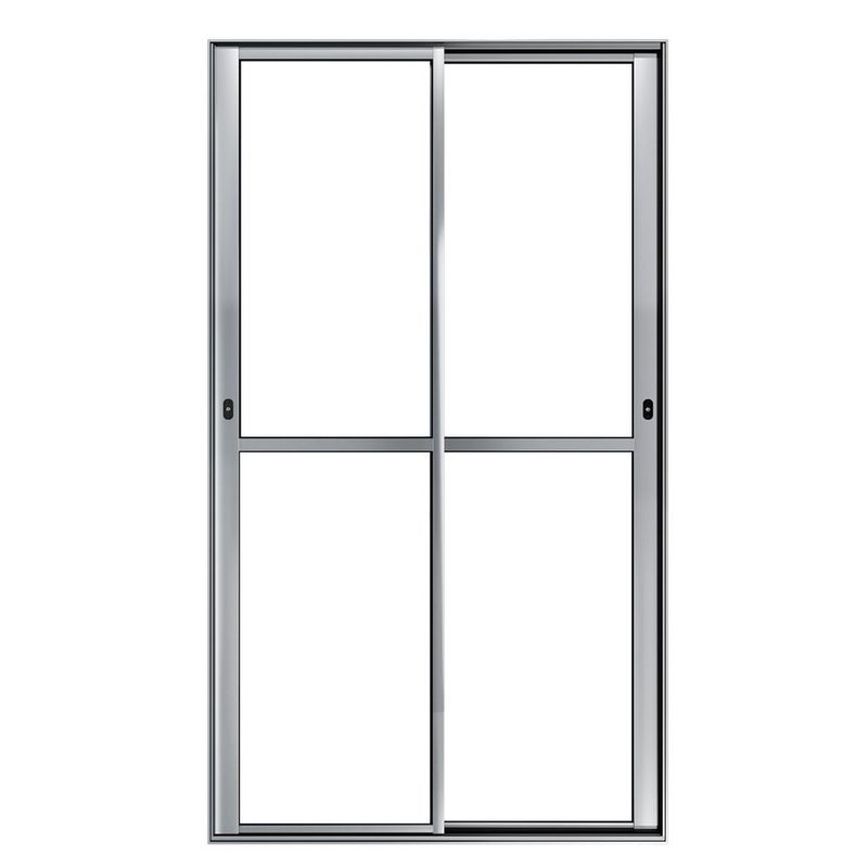 Porta-de-Correr-2-Folhas-Vidro-Liso-Aluminio-Brilhante-210x150cm
