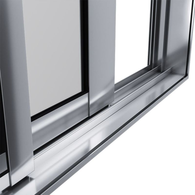 Porta-de-Correr-2-Folhas-Vidro-Liso-Aluminio-Brilhante-210x150cm