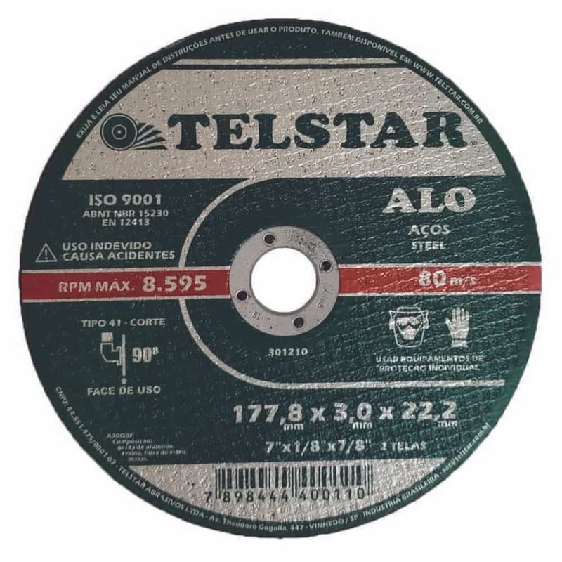 Disco-de-Corte-para-Aco-7--1778x30x222mm-2-Telas-ALO-Telstar