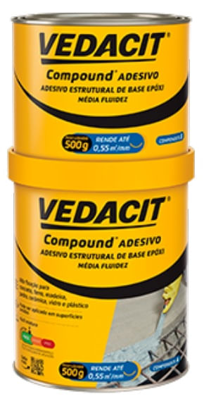 Adesivo Estrutural Epóxi Compound Cinza 1Kg Vedacit