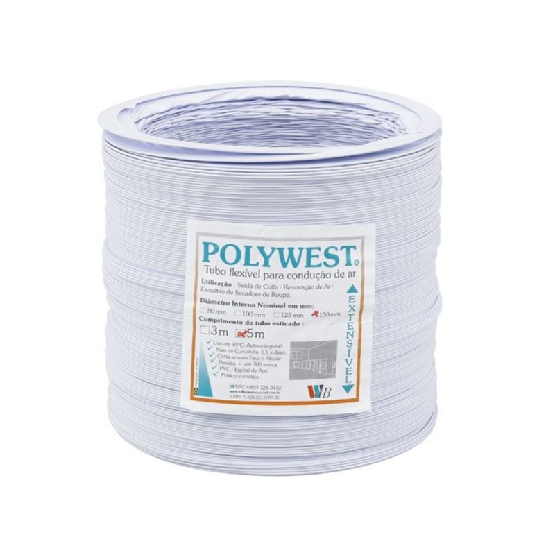 Tubo-Flexivel-Polywest-Branco-150mm-com-5-Metros