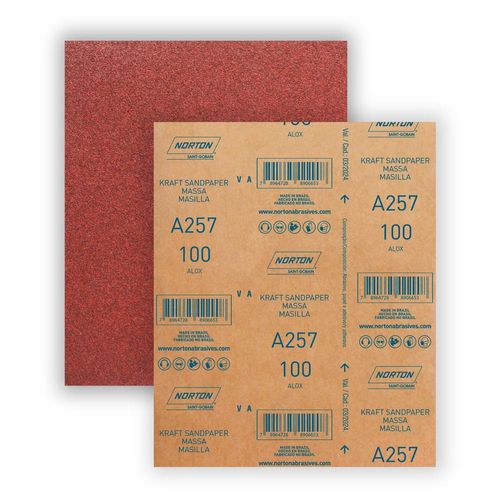 Folha de Lixa para Parede/Massa 225x275mm Grão 100 A257 Norton