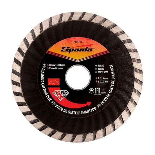Disco de Corte Diamantado Turbo 4.1/2" 115x22,2mm Corte a Seco Sparta