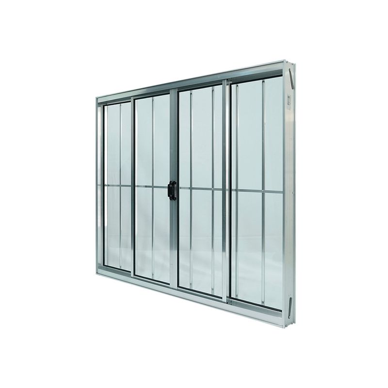 Janela-de-Correr-4-Folhas-com-Grade-Aluminio-Brilhante-100x150cm