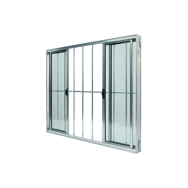 Janela-de-Correr-4-Folhas-com-Grade-Aluminio-Brilhante-100x150cm