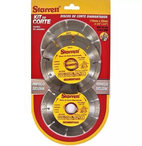 Kit Discos Diamantados Segmentado 4.3/8" 110x20mm KDDS110-3 Starrett