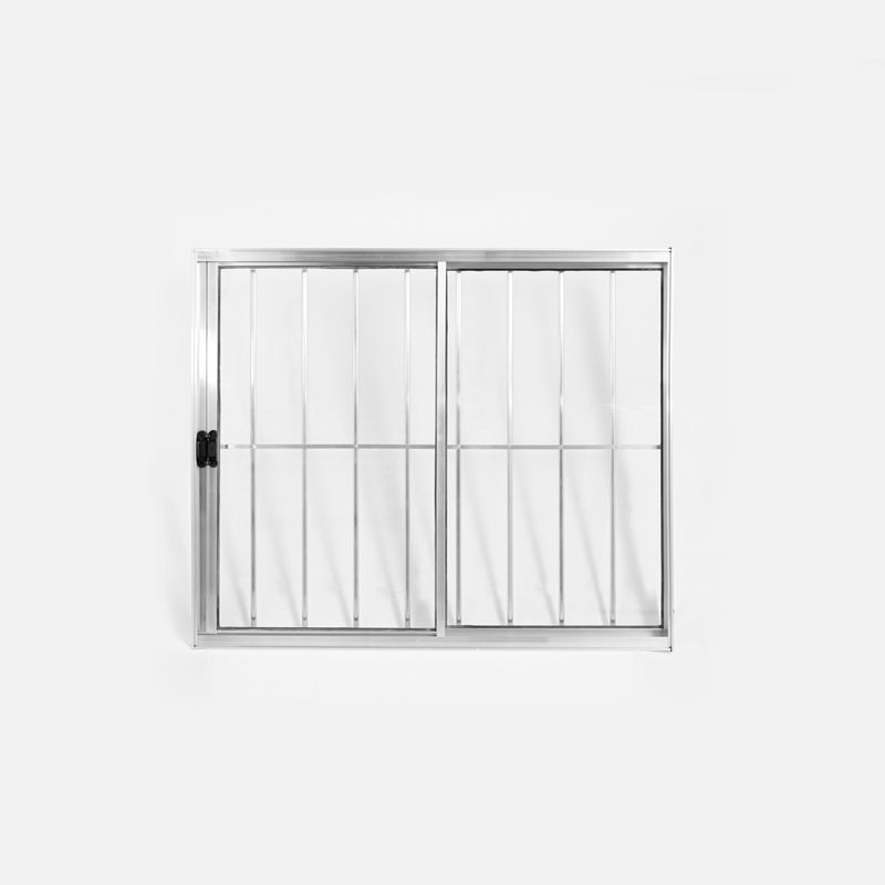 Janela-de-Correr-2-Folhas-com-Grade-Aluminio-Brilhante-100x100cm