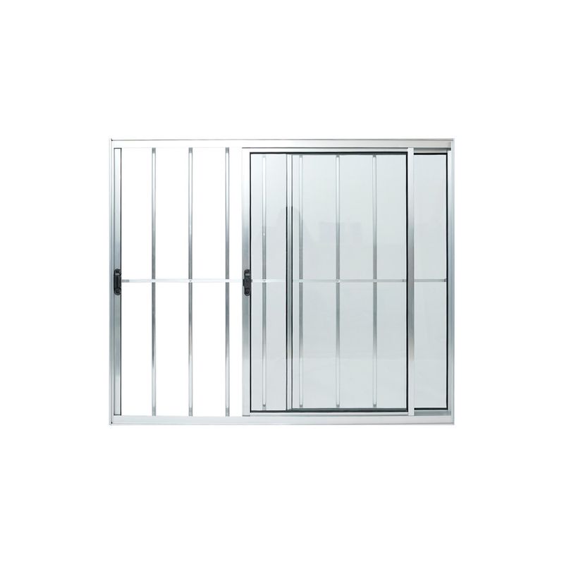 Janela-de-Correr-2-Folhas-com-Grade-Aluminio-Brilhante-100x100cm