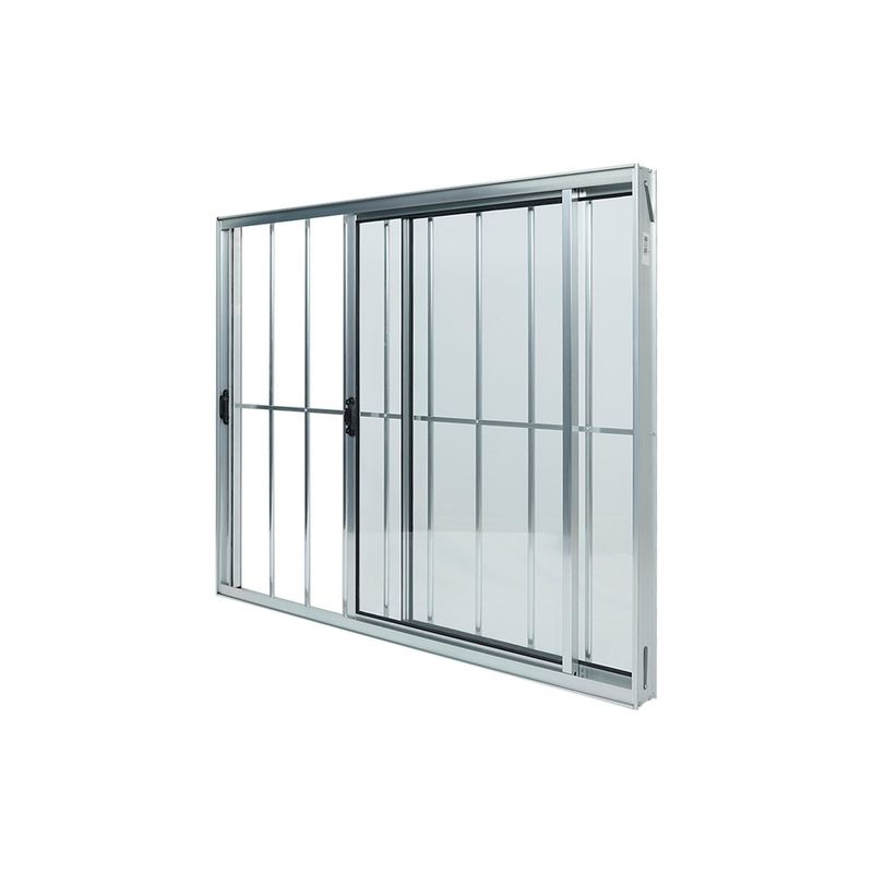 Janela-de-Correr-2-Folhas-com-Grade-Aluminio-Brilhante-100x100cm