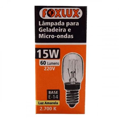 Lâmpada Incandescente Geladeira e Microondas 15W E14 Luz Amarela 220V