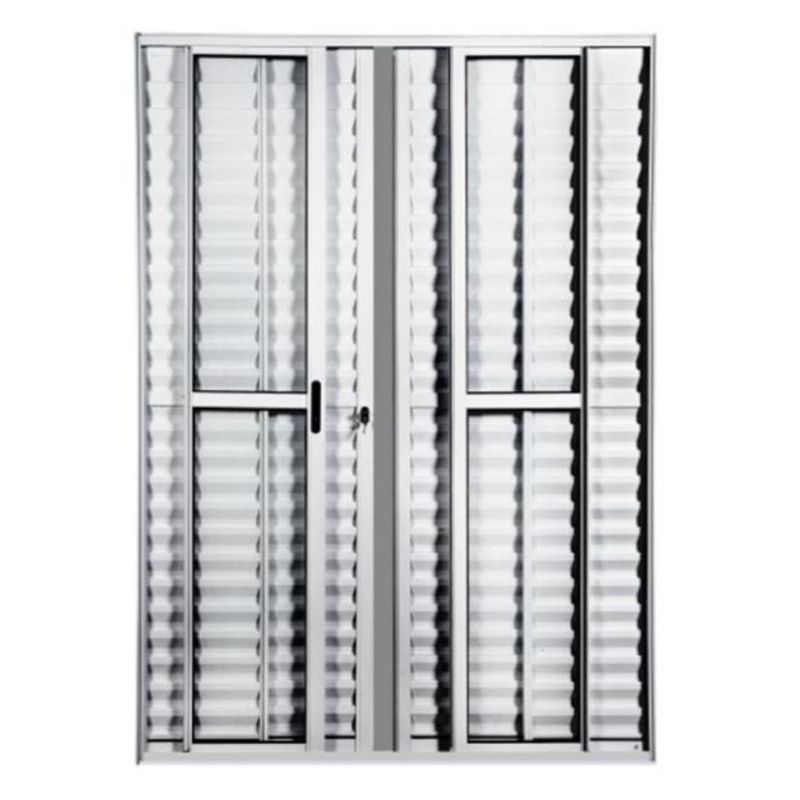 Porta-Balcao-Veneziana-6-Folhas-Vidro-Liso-Aluminio-Branco-210x150cm