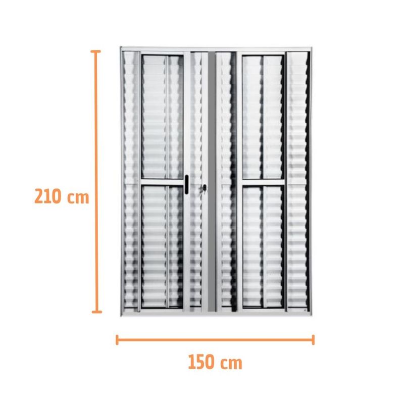 Porta-Balcao-Veneziana-6-Folhas-Vidro-Liso-Aluminio-Branco-210x150cm