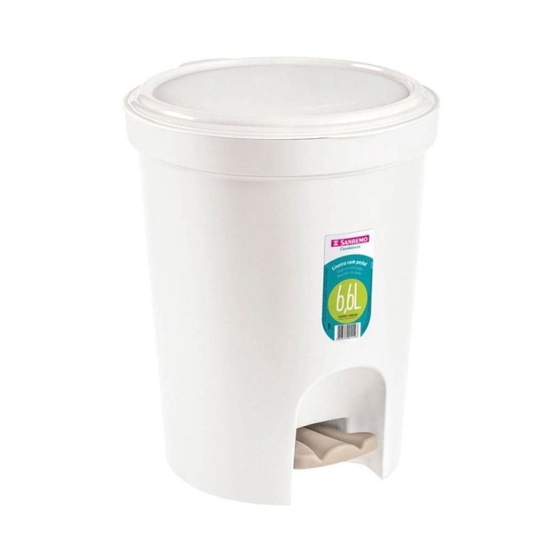 Lixeira-Redonda-com-Pedal-66L-Branca-com-Tampa-Sanremo