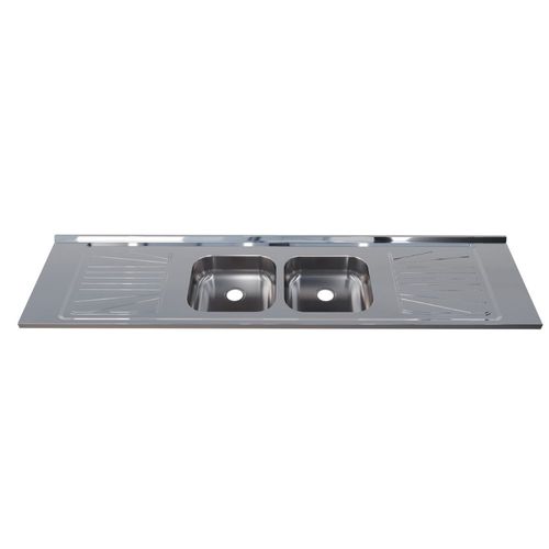 Pia para Cozinha Aço Inox 200x52cm com Cuba Dupla
