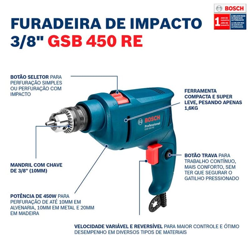 Furadeira-de-Impacto-3-8---10mm--GSB450RE-Kit-X-line-34pcs-220V-Bosch