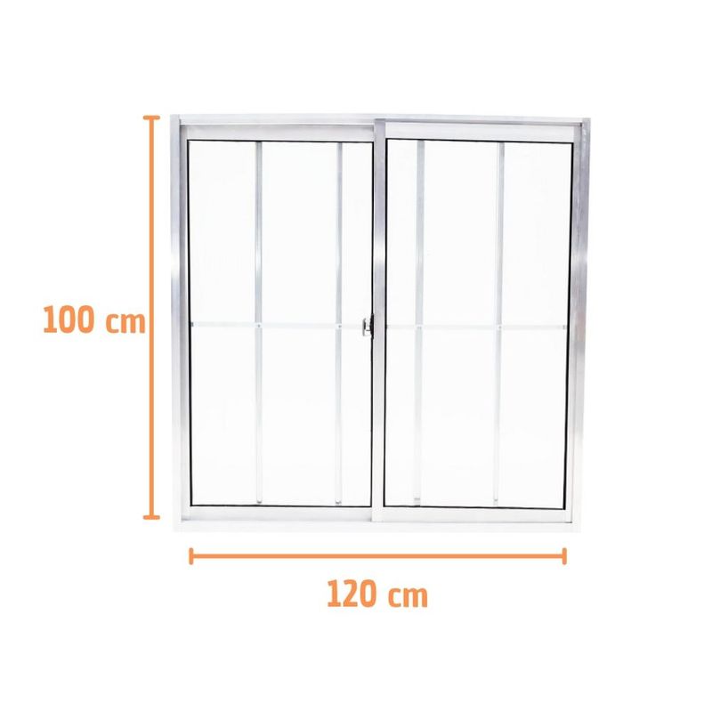 Janela-de-Correr-2-Folhas-com-Grade-Aluminio-Brilhante-100x120cm