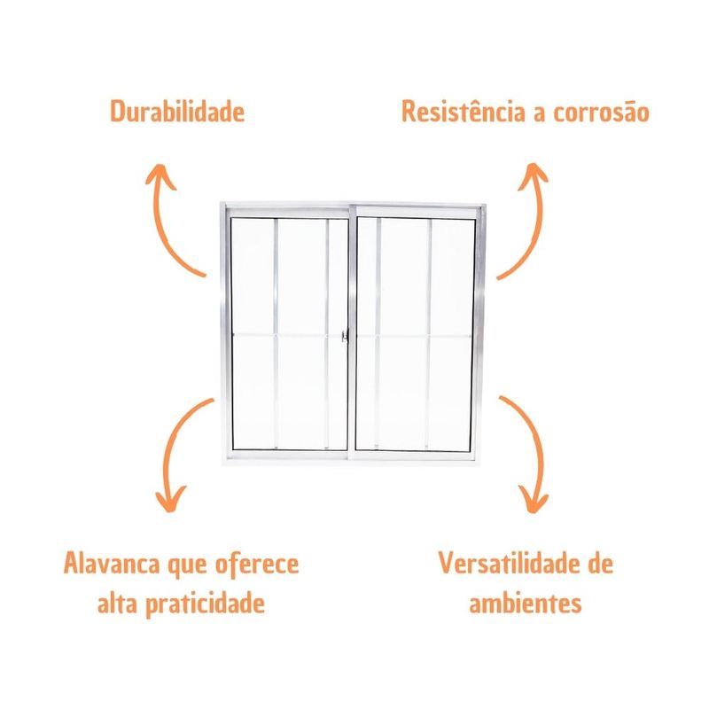 Janela-de-Correr-2-Folhas-com-Grade-Aluminio-Brilhante-100x120cm
