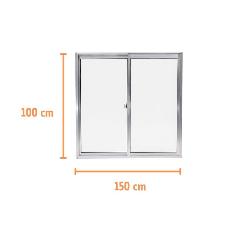 Janela-de-Correr-2-Folhas-sem-Grade-Aluminio-Brilhante-100x150cm