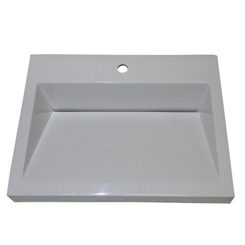 Cuba de Semi-Encaixe Retangular Branca 50x37cm Mármore Sintético Corso